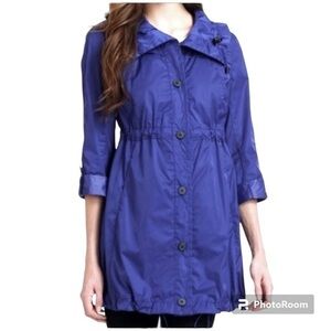Andrew Marc Lindsey Purple Windbreaker Long Jacket NWOT M Utility Chic